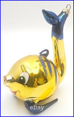 Vtg Christopher Radko Siegfried Goldfish Rare Hand-Blown Glass Ornament Holiday