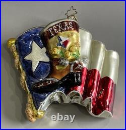 Vtg Christopher Radko Spirit Of Texas Ornament Cowboy Boot Star Flag No Box HTF