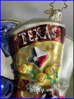 Vtg Christopher Radko Spirit Of Texas Ornament Cowboy Boot Star Flag No Box HTF