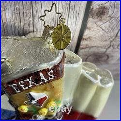 Vtg Christopher Radko Spirit Of Texas Ornament Cowboy Boot Star Flag No Box HTF
