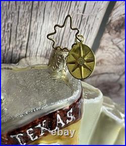 Vtg Christopher Radko Spirit Of Texas Ornament Cowboy Boot Star Flag No Box HTF