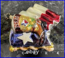 Vtg Christopher Radko Spirit Of Texas Ornament Cowboy Boot Star Flag No Box HTF