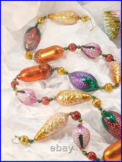 Vtg Lot of Handblown Glass Christopher Radko Ornaments Fish + Shell + Garland