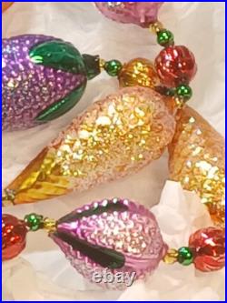 Vtg Lot of Handblown Glass Christopher Radko Ornaments Fish + Shell + Garland