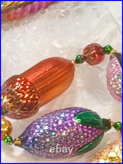 Vtg Lot of Handblown Glass Christopher Radko Ornaments Fish + Shell + Garland