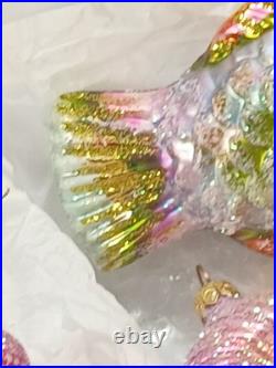 Vtg Lot of Handblown Glass Christopher Radko Ornaments Fish + Shell + Garland