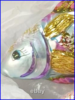 Vtg Lot of Handblown Glass Christopher Radko Ornaments Fish + Shell + Garland