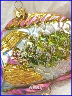 Vtg Lot of Handblown Glass Christopher Radko Ornaments Fish + Shell + Garland