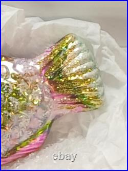 Vtg Lot of Handblown Glass Christopher Radko Ornaments Fish + Shell + Garland
