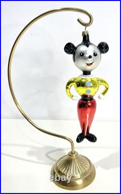 Vtg Radko Kissing Cousins Christmas Ornament Mickey Minnie Mouse Glass Flaw