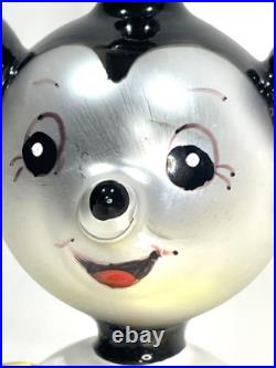 Vtg Radko Kissing Cousins Christmas Ornament Mickey Minnie Mouse Glass Flaw