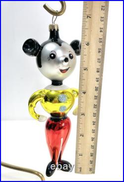 Vtg Radko Kissing Cousins Christmas Ornament Mickey Minnie Mouse Glass Flaw