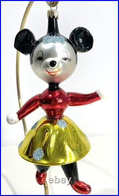 Vtg Radko Kissing Cousins Christmas Ornament Mickey Minnie Mouse Glass Flaw
