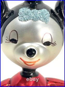 Vtg Radko Kissing Cousins Christmas Ornament Mickey Minnie Mouse Glass Flaw