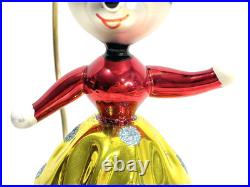 Vtg Radko Kissing Cousins Christmas Ornament Mickey Minnie Mouse Glass Flaw