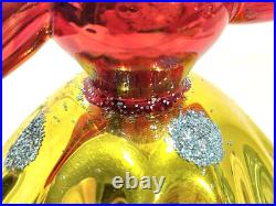 Vtg Radko Kissing Cousins Christmas Ornament Mickey Minnie Mouse Glass Flaw