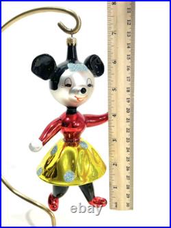 Vtg Radko Kissing Cousins Christmas Ornament Mickey Minnie Mouse Glass Flaw
