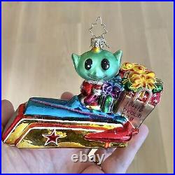 Vtg Radko Merry Martian Bloomingdale's Little Brown Bag Christmas Ornament Alien
