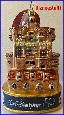 Walt Disney 50th Anniversary Tower Of Terror Christopher Radko Glass Ornament
